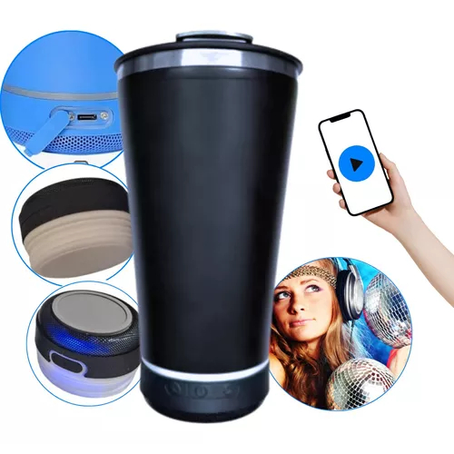 Copo Térmico Cerveja Café Chá com Caixinha de Som Bluetooth Led Sincronizado | Abridor 420ML