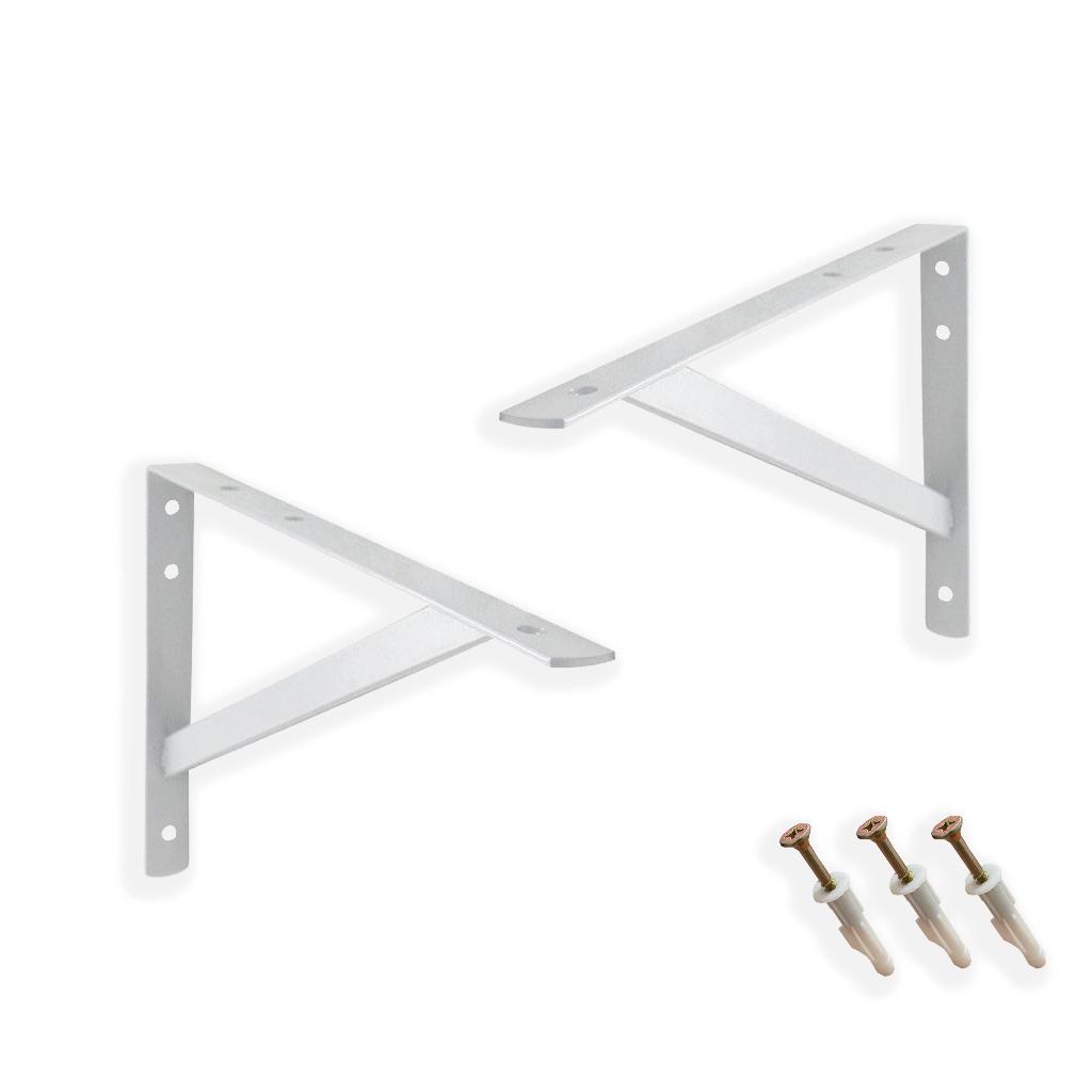 4 x Kit Suporte Cantoneira Mão Francesa 50cm Reforçado - Acompanha Parafusos e Buchas para Instalação - 25kg por Peça