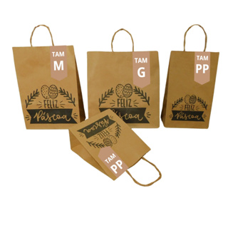 Sacola Kraft Ovos de Pascoa 50 unidades Escolha o tamanho em Oferta na Shopee
