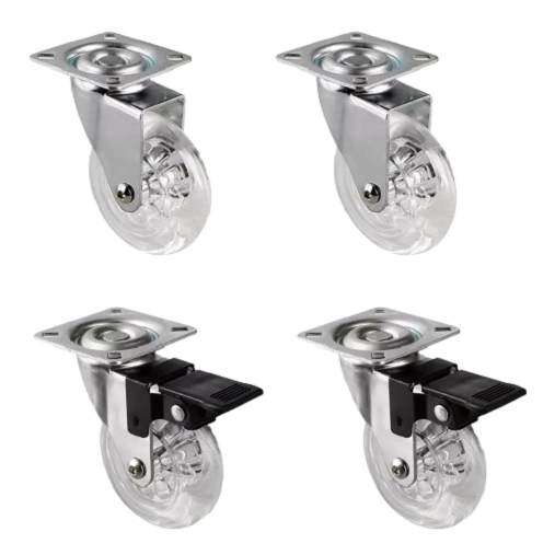 KIT 4 RODIZIO SILICONE RODINHA 50MM COM E SEM TRAVA FREIO - Home & Living
