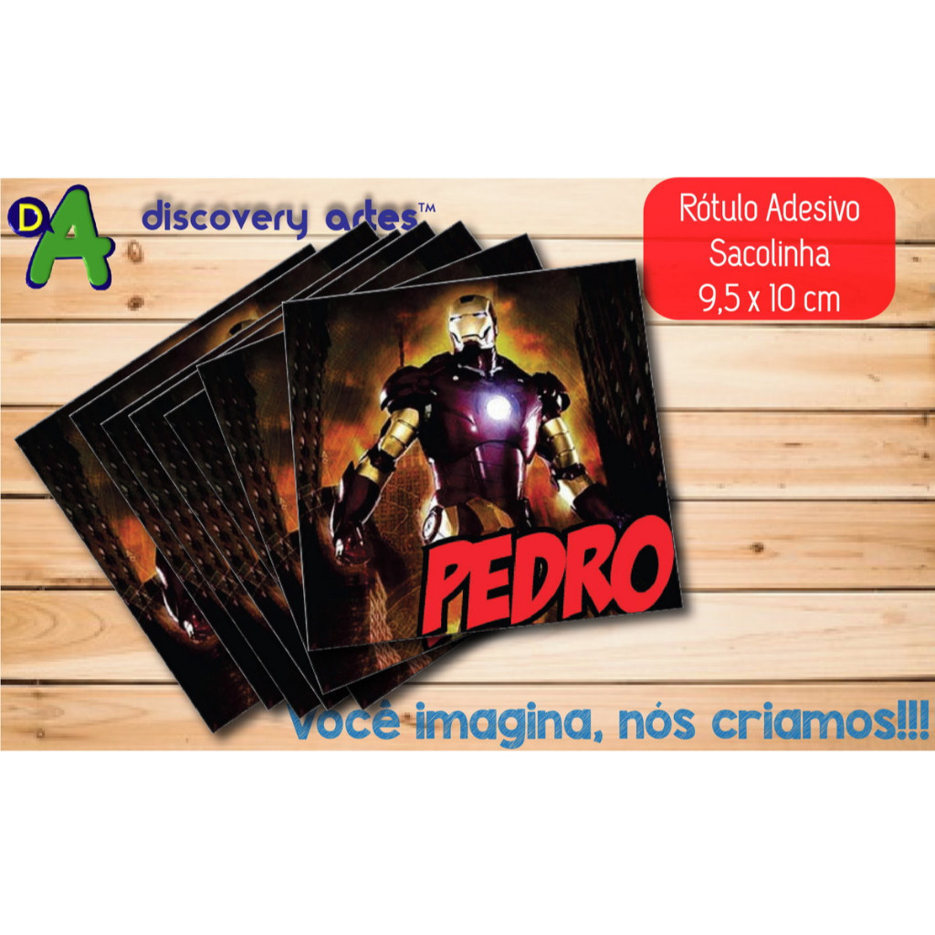 Rótulo Adesivo Sacolinha Homem de Ferro