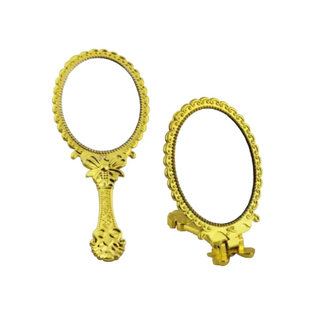 Espelho de mão dobrável dourado Kit com 10 uni decoração maquiagem enfeite RF em Oferta na Shopee