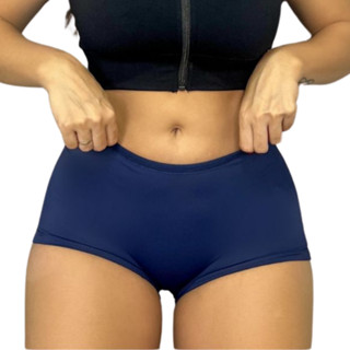 KIT 3 UN Short Calcinha Box Cueca Boxer Feminina Microfibra Poliamida Lisa Não Marca na Roupa Segunda Pele