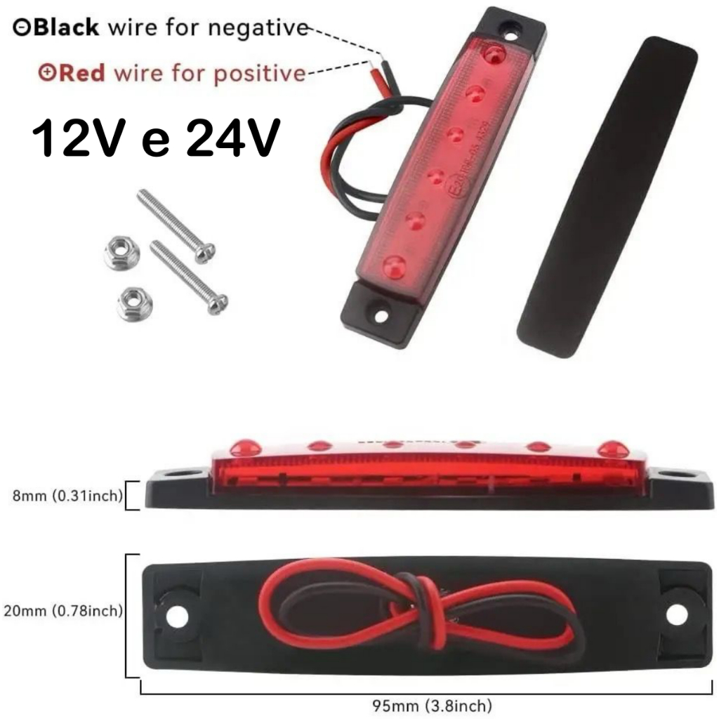 Kit Luzes de Navegação Bombordo e Boreste Slim 6 Leds + Mastro Retrátil Preto com Luz de Fundeio Alcançado em Led - Barcos Lanchas