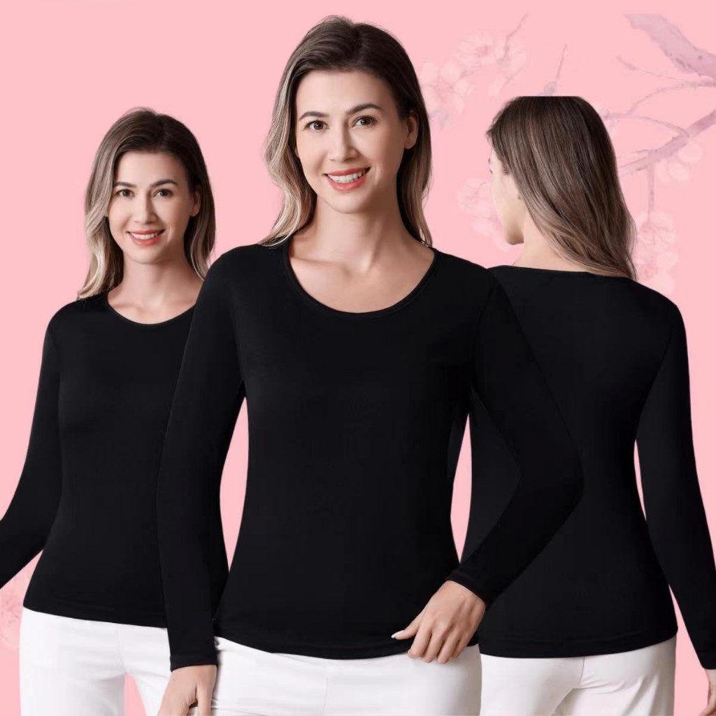 Blusa Feminina Térmica Proteção Solar Camiseta Peluciada Segunda Pele Manga Longa Peluciada Inverno