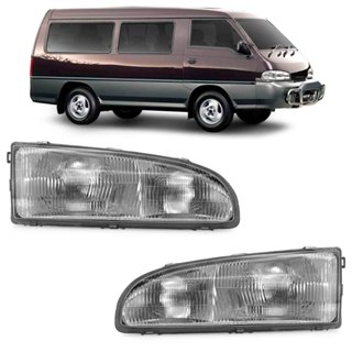 Farol Dianteiro H100 1997 1998 1999 2000 2001 2002 2003 Máscara Cromada Lente Estriada Vidro em Oferta na Shopee