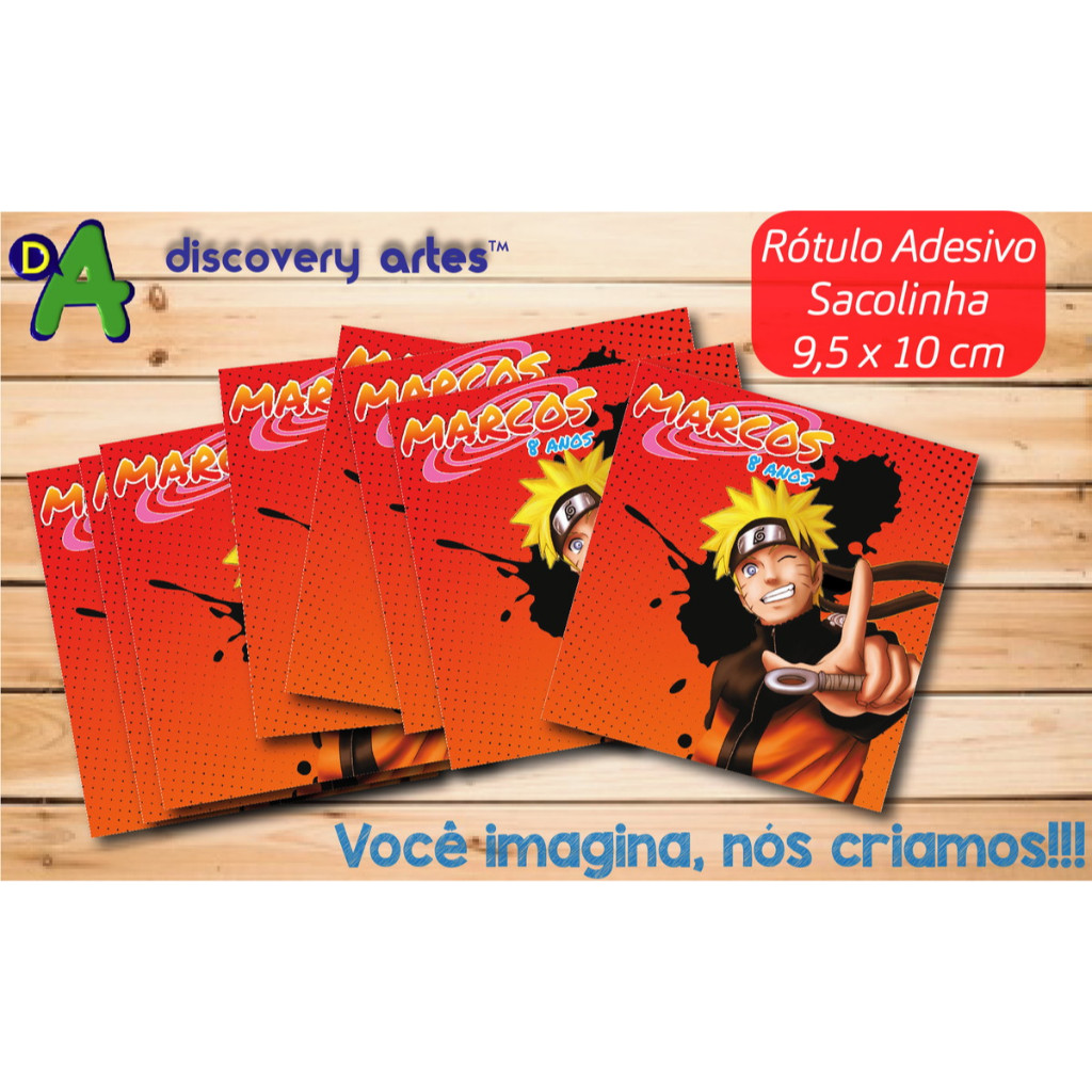 Rótulo Adesivo Sacolinha Naruto