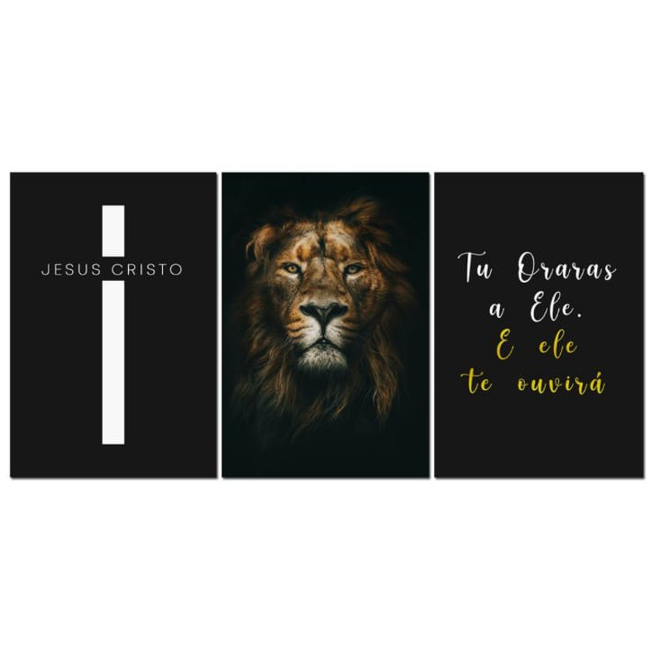 quadro decorativo leão de juda 3 peças varias opçoes decoração para sala quarto itens decorativos baratos coisas para decorar a sala evangelicos salmos