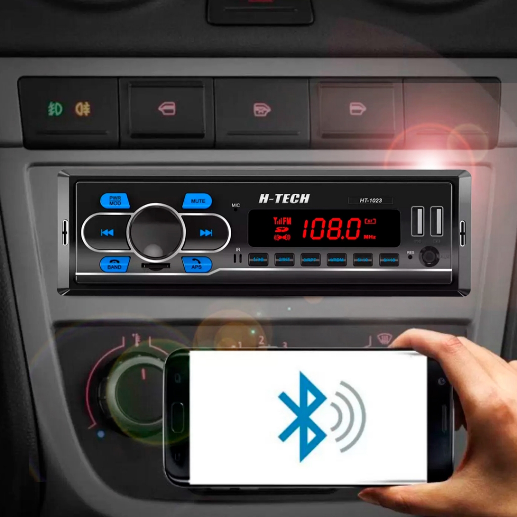 Som Automotivo MP3 Player com USB Bluetooth Leitor de Cartão SD Aux P2 RCA 1 Din Radio Fm Am