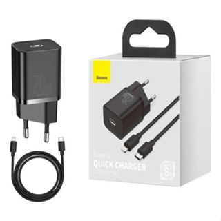Kit Carregador Baseus Super SI USB-C PD 20 W + Cabo iPhone USB-C Carga Rápida Turbo