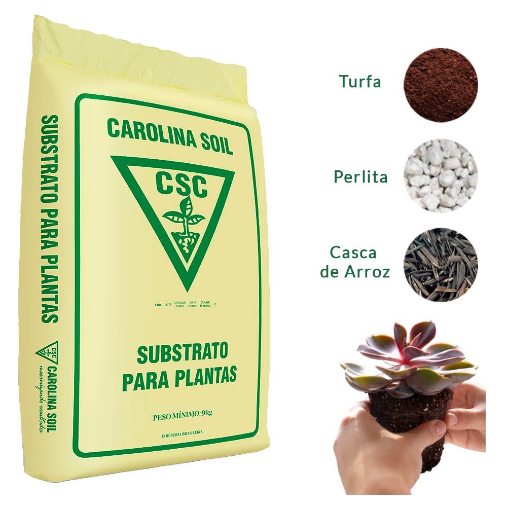 Substrato Carolina Soil, Turfa, Perlita, Casca de Arroz Carb. 969 EC 0,4 - Suculentas e Cactos - 8kg