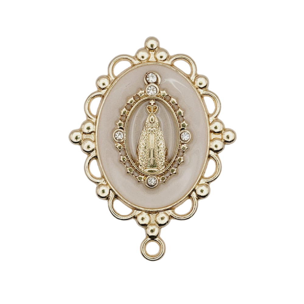 Entremeio Nossa Senhora Aparecida dourado terço de noiva terço de presente terço padroeira presente