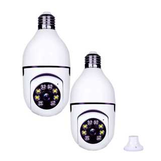 Kit Com 2 Câmeras De Segurança Ip Inteligente Lâmpada Panoramica Wifi E Espiã