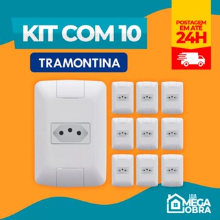 Kit 10 Conjunto Tomada Simples 10A Tramontina Linha Aria