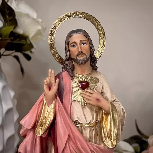 Sagrado Coração De Jesus Resina 25cm Aureola