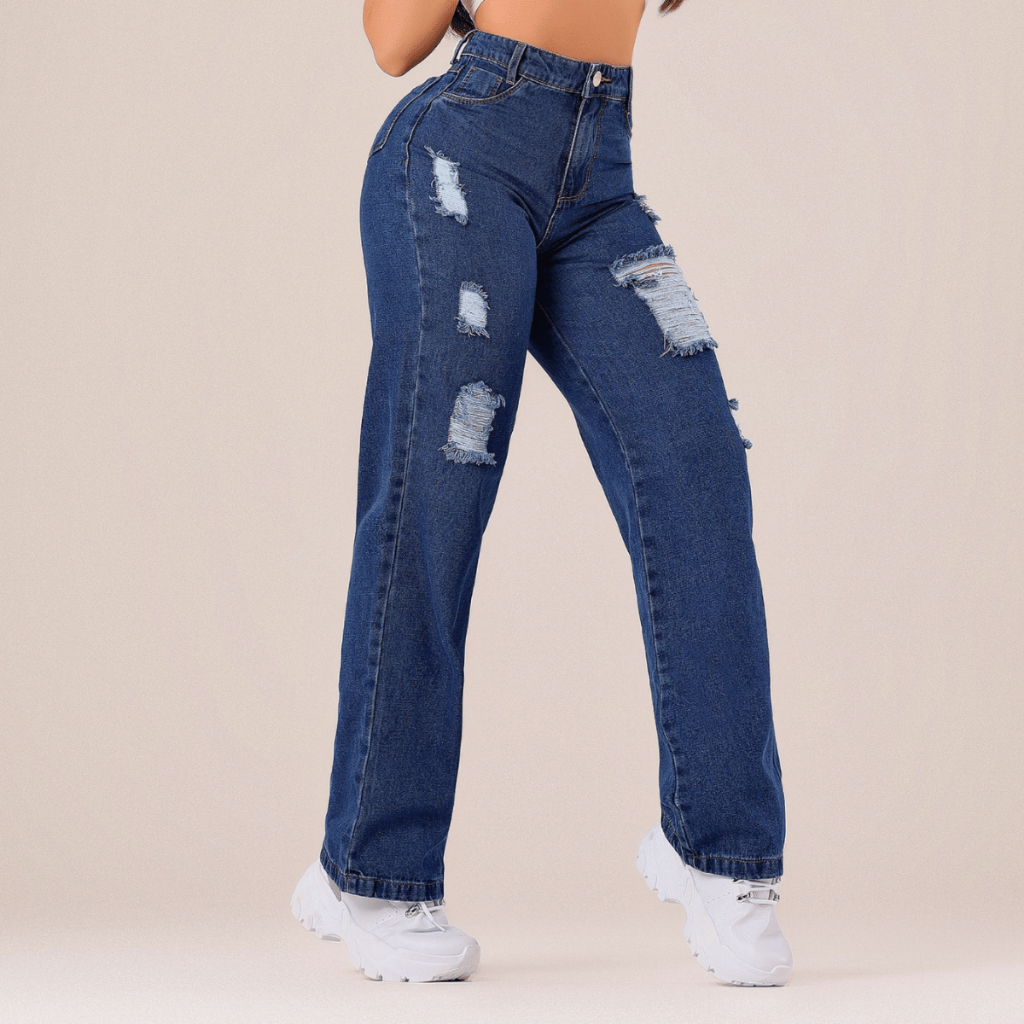 Calçca Wind Leg Calça Feminina Pantalona Cintura Alta Levanta Bumbum Wide leg Cargo