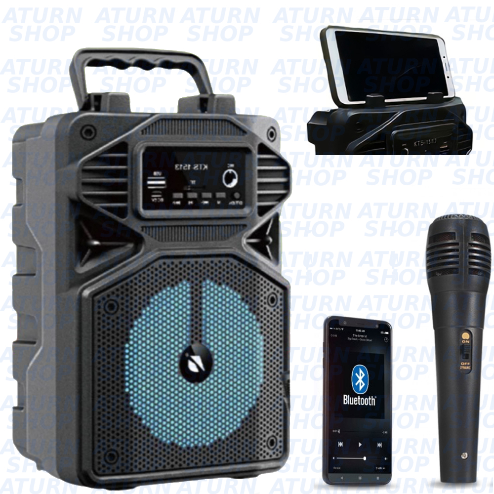 Caixa de Som Portátil Com Microfone Wireless Bluetooth Rádio FM PenDrive SD KTS-1513 karaokê portatil