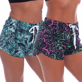 Kit 2 Shorts Shortinho Sortido Moda Feminina Adulta Estampados verão praia academia fitness Pijama - kit c/ 2 shorts R$ 22,90