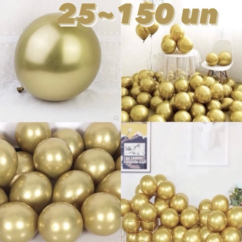 25~125 KIT BALÃO BEXIGA 5 POL DOURADO CROMADO METALIZADO ALUMÍNIO PLATINO OFF em Oferta na Shopee