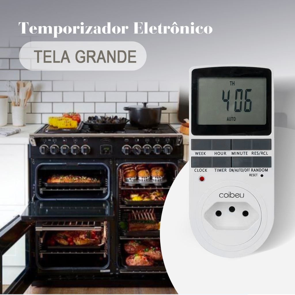 COIBEU Temporizador Tomada Lcd Programavel Energia Bivolt Tomada Inteligente WKDT-01 Grande tela de LCD