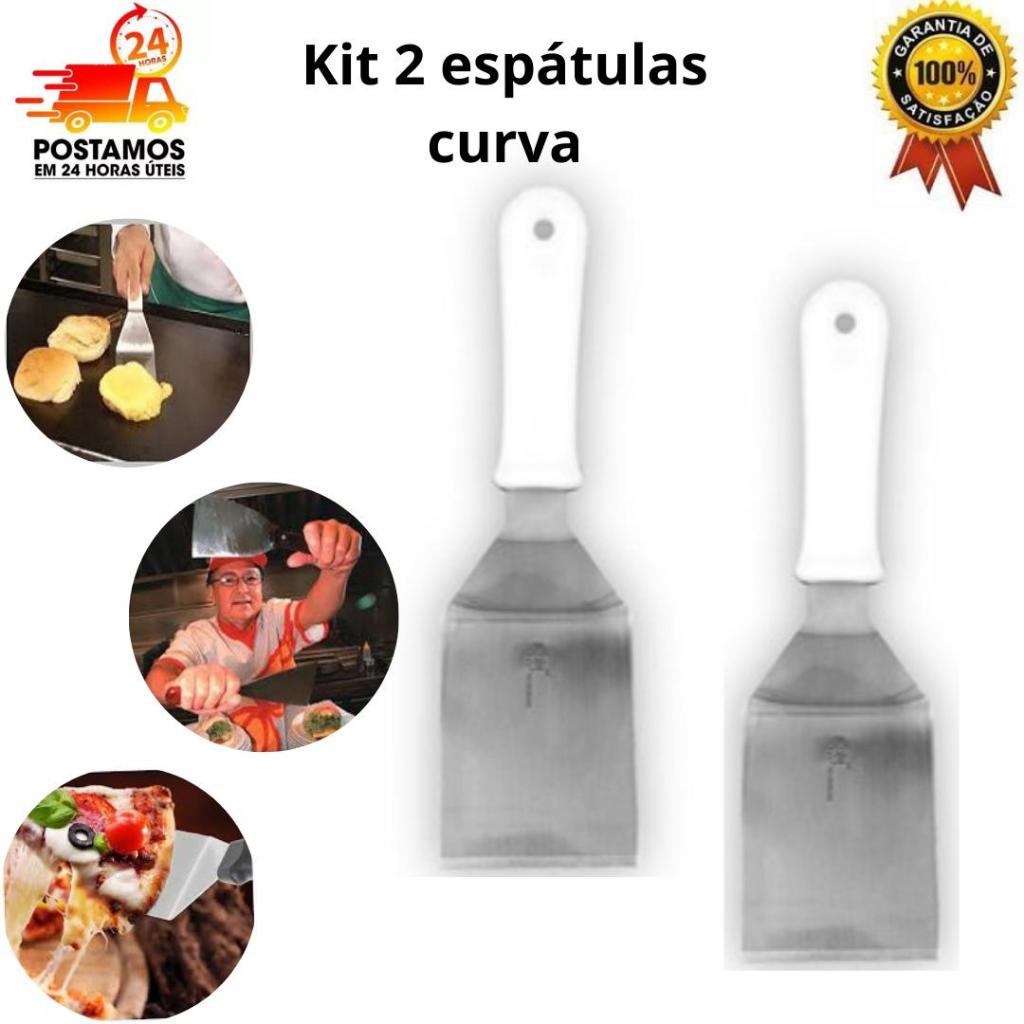 kit 02 espatulas de inox curva.  O Segredo Profissional para sua Cozinha ideal para lanches pizza