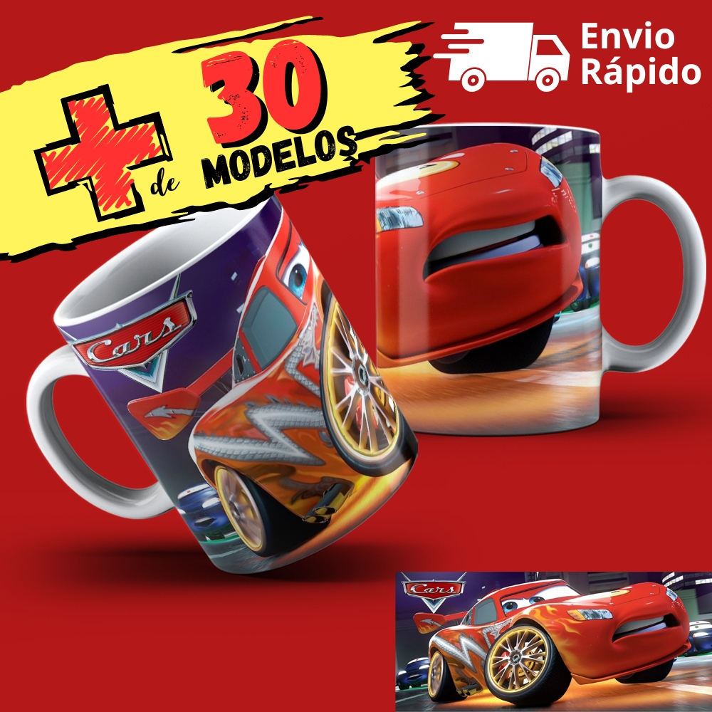 Caneca Carros Filme 38 Modelos Relâmpago McQueen Lightning McQueen Cars