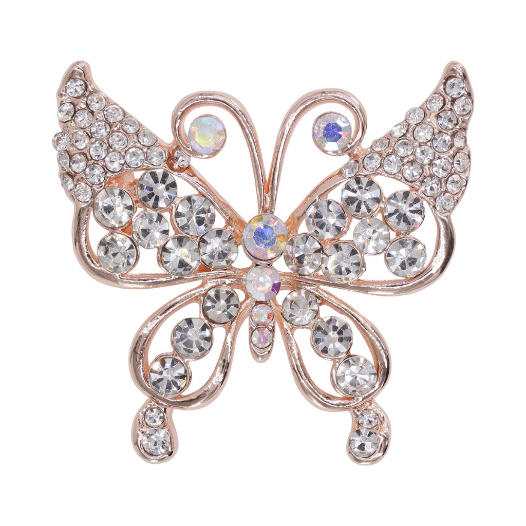 Broche Feminino Folheado Cheio De Diamante Borboleta/Flores Brilho Presente em Oferta na Shopee