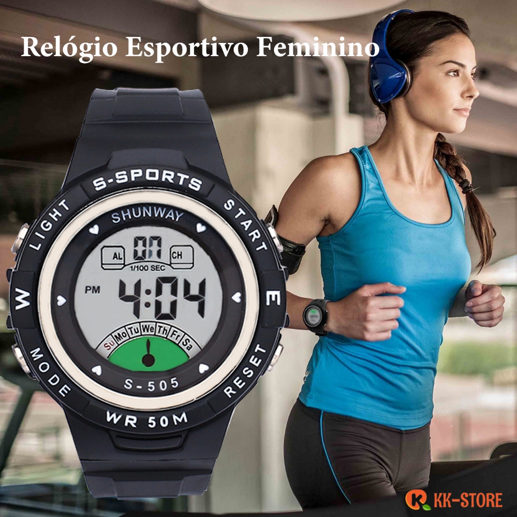 Relogio Feminino Pulso Relógios Femininos A Prova De Água Silicone Lindos Digital Esportivas Cronômetro Original S-505 em Oferta na Shopee