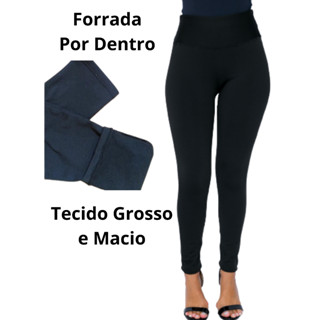 Calça Flanelada Legging Inverno Grossa Forrada por Dentro Cintura Alta Leg Moda Feminina