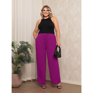 Calça Feminina Pantalona Duna Cintura Elastica Plus Size