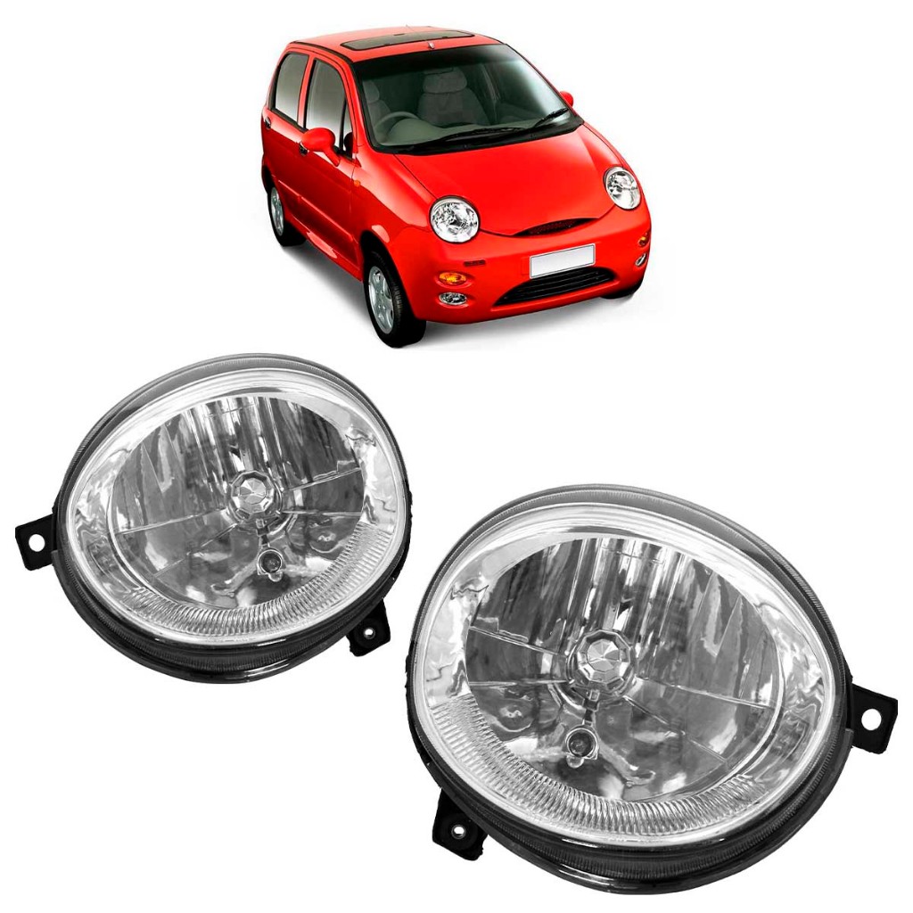 Farol Chery QQ 2010 2011 2012 Máscara Cromada  Foco Simples Lente Lisa Acrilico em Oferta na Shopee
