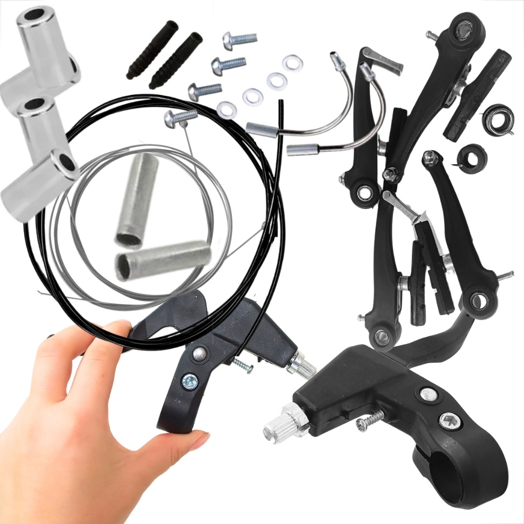 Kit Freio V-Brake de Bicicleta Cabos Conduíte Terminais Freio Traseiro Dianteiro Teflon Câmbio