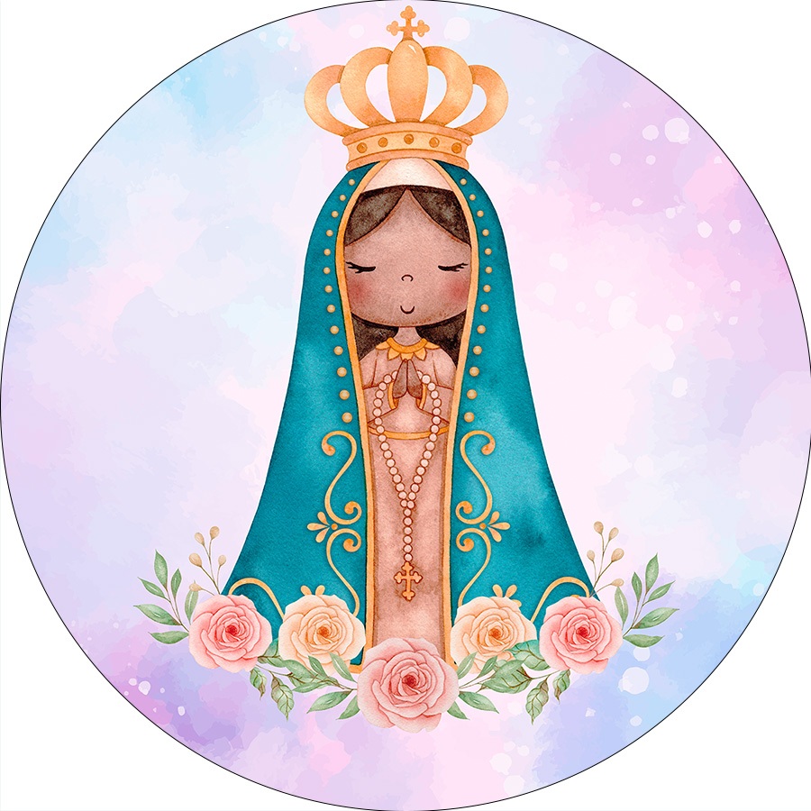 Painel De Festa Redondo Em Tecido - Nossa Senhora Aparecida 001 em Oferta na Shopee