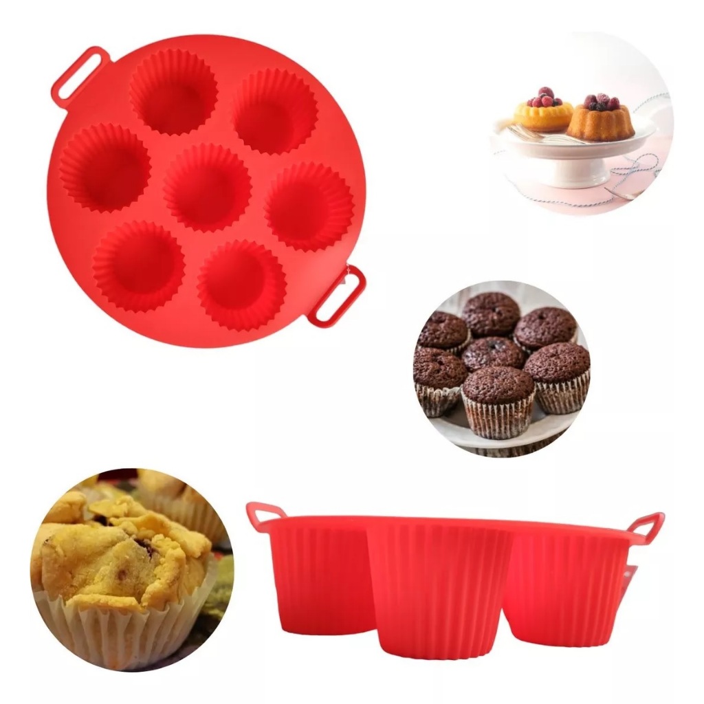 Forma De Silicone 20.5x5cm Para Mini Bolo Cupcake Airfryer E Microondas Forma Antiaderente