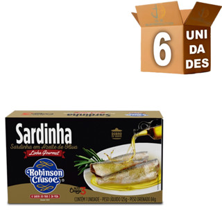 Kit 06 Sardinha Em Azeite Linha Gourmet Robinson Crusoe 125g