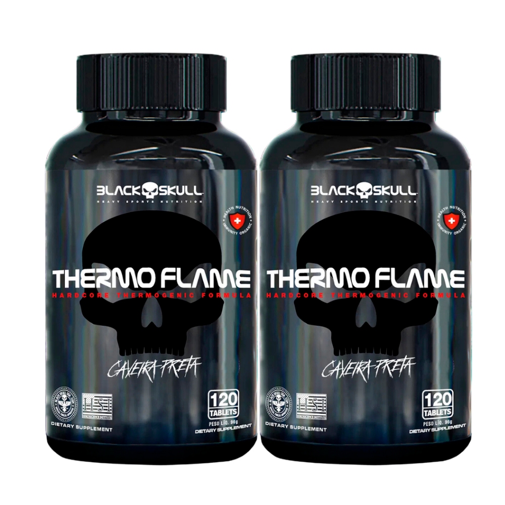 2x Thermo Flame Termogenico - 120 Tabletes - Black Skull/Caveira Preta