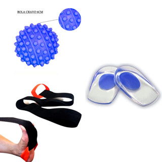 Kit 3 Ortopédico Faixa Alongamento Bolinha Fisioterapia Calcanheira Tratamento Esporão Saúde