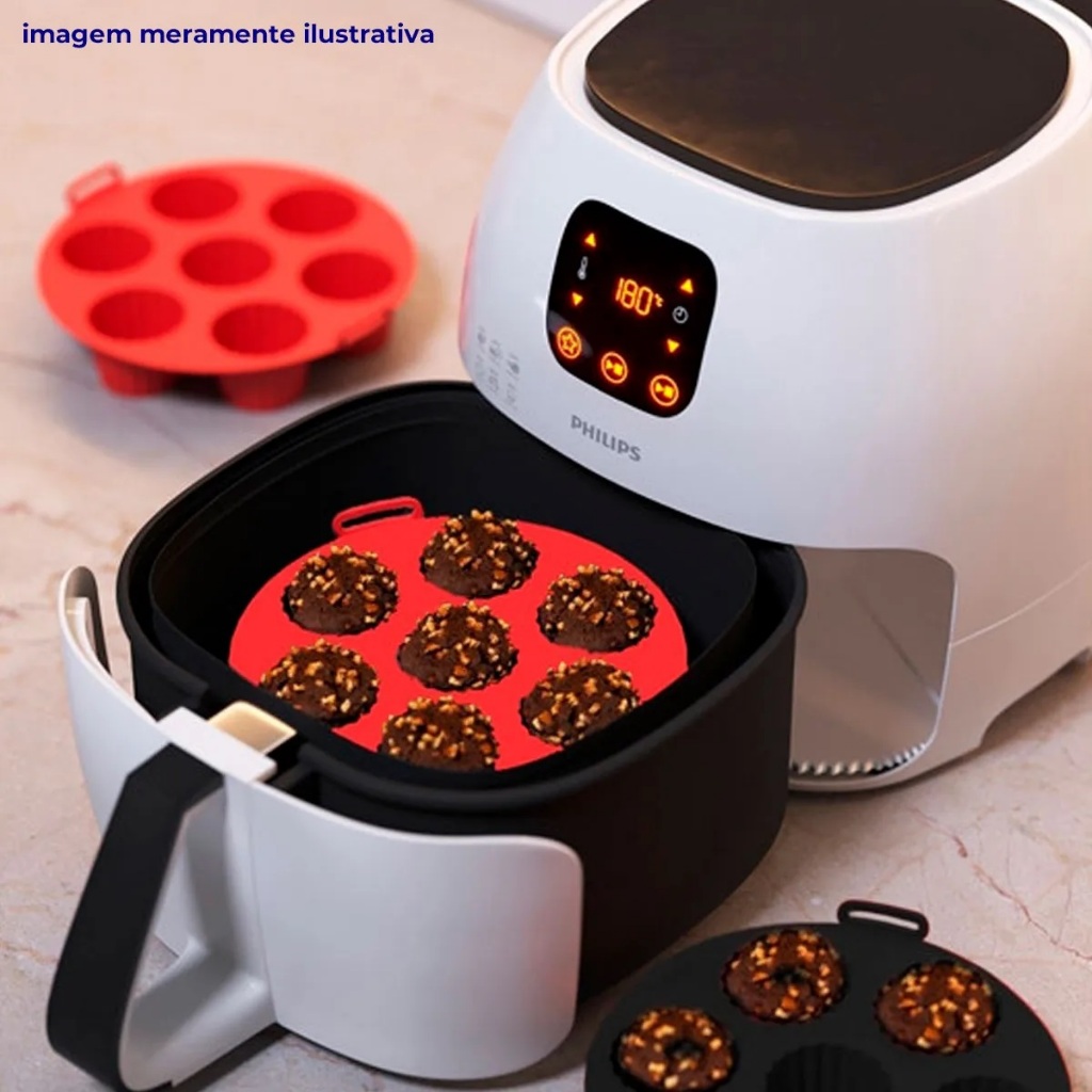 Forma De Silicone 20.5x5cm Para Mini Bolo Cupcake Airfryer E Microondas Antiaderente Para Muffins, Omelete Cookies, Bolo
