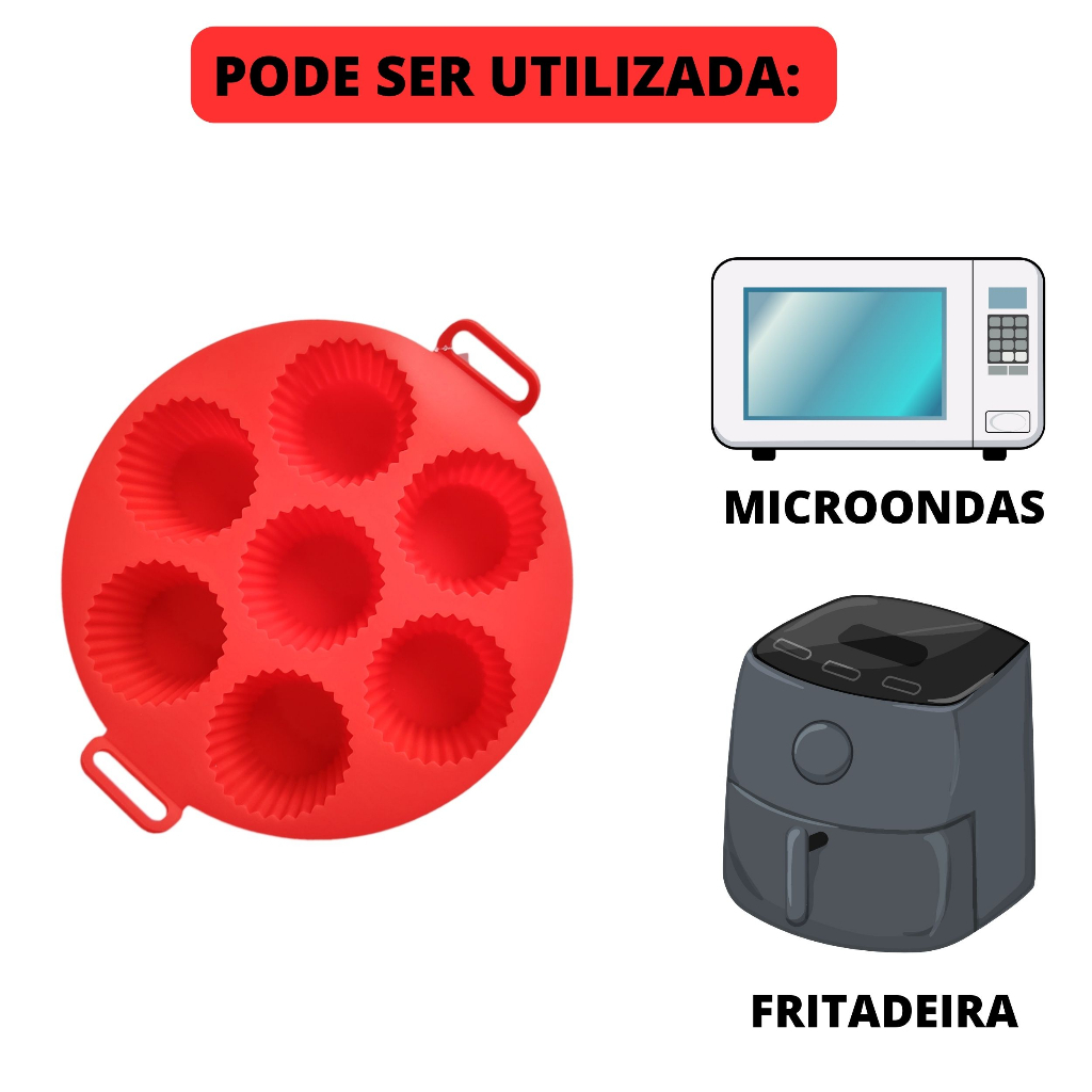 Forma De Silicone 20.5x5cm Para Mini Bolo Cupcake Airfryer E Microondas Forma Antiaderente Utensilio De Cozinha Multiuso