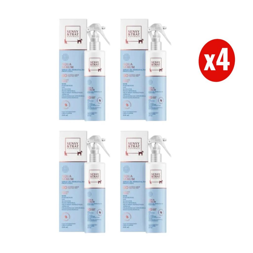 Kit 4 Sensy & Trat Aqua Serum 250ml Spray Hidratante para Cães e Gatos Centagro em Oferta na Shopee