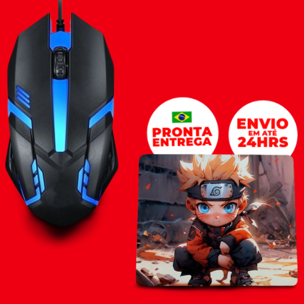 Mouse Mouse Pad Gamer Rgb Led Ergonômico Com Fio Usb Óptico Computador Pc