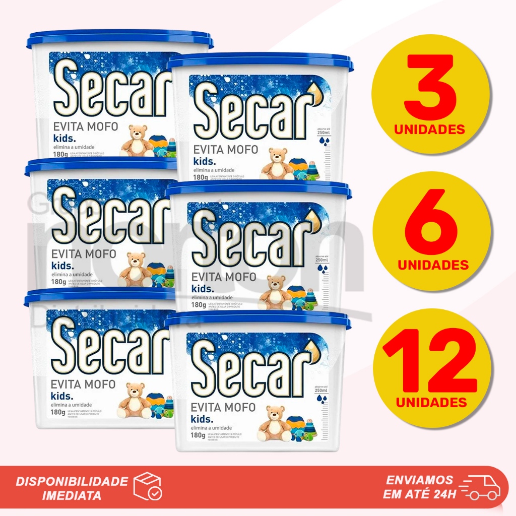 Kit Anti Mofo Desumidificador Secar Original Kids 180g Evita Umidade Fungos Cheiro Guarda Gavetas Armários Roupas