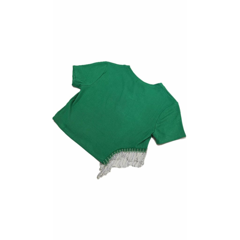 CROPPED FEMININO MANGA CURTA RENATA CANELADO FRANJA STRASS
