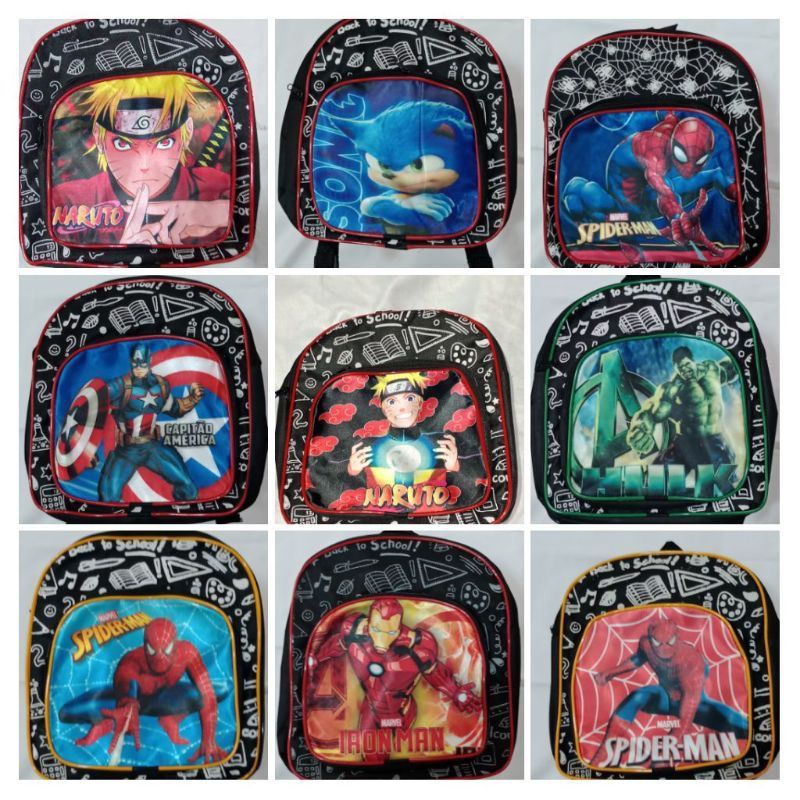 Mochila Infantil Média Personagens Masculinos Para Meninos Escola Creche Personagem Escolar Menino Passeio Escola Criança Material Escolar Mochilinha Bolsa Masculina Desenho Animado Aventureiro Mochilinha Naruto Batman Mickey Hulk Super Man Promoção