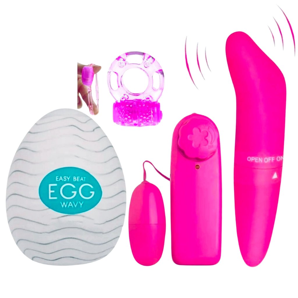 Kit Sex Shop Casal Vibrador golfinho G Feminino + Vibrador Bullet + Anel Peniano Com Vibrador E Estimulador Clitoriano + Egg Masturbador Masculino Ovo