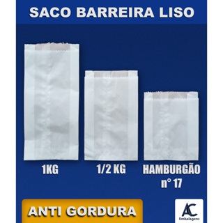 SACO BARREIRA GORDURA BRANCO LISO (ANTI GORDURA) 500 UNIDADES em Oferta na Shopee