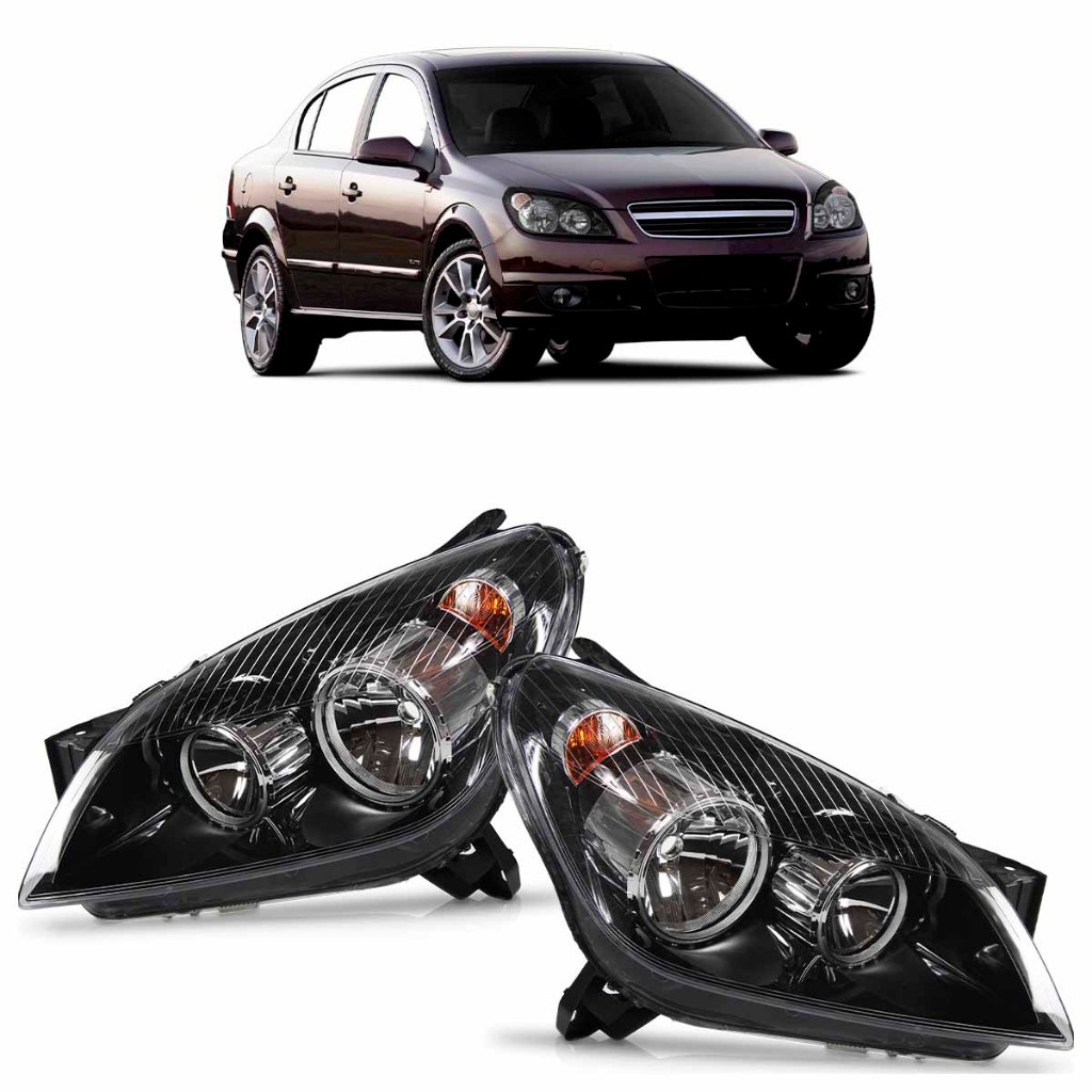 Farol Vectra 2006 2007 2008 Máscara Negra Canhão Cromado Pisca Âmbar Foco Duplo em Oferta na Shopee