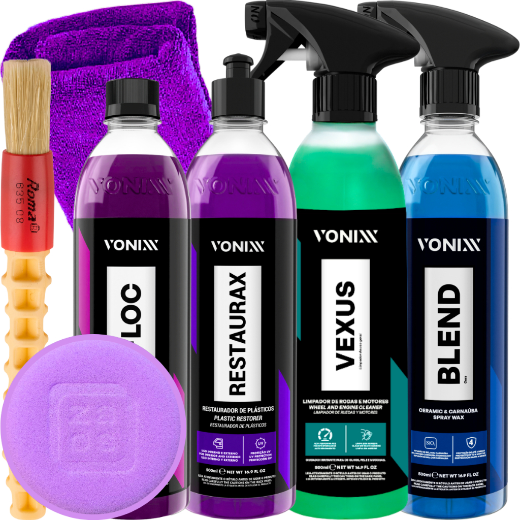 Kit Shampoo V-Floc Cera Blend Vexus Limpa Rodas Restaurax Vonixx - Spare Parts and Accessories for Vehicles