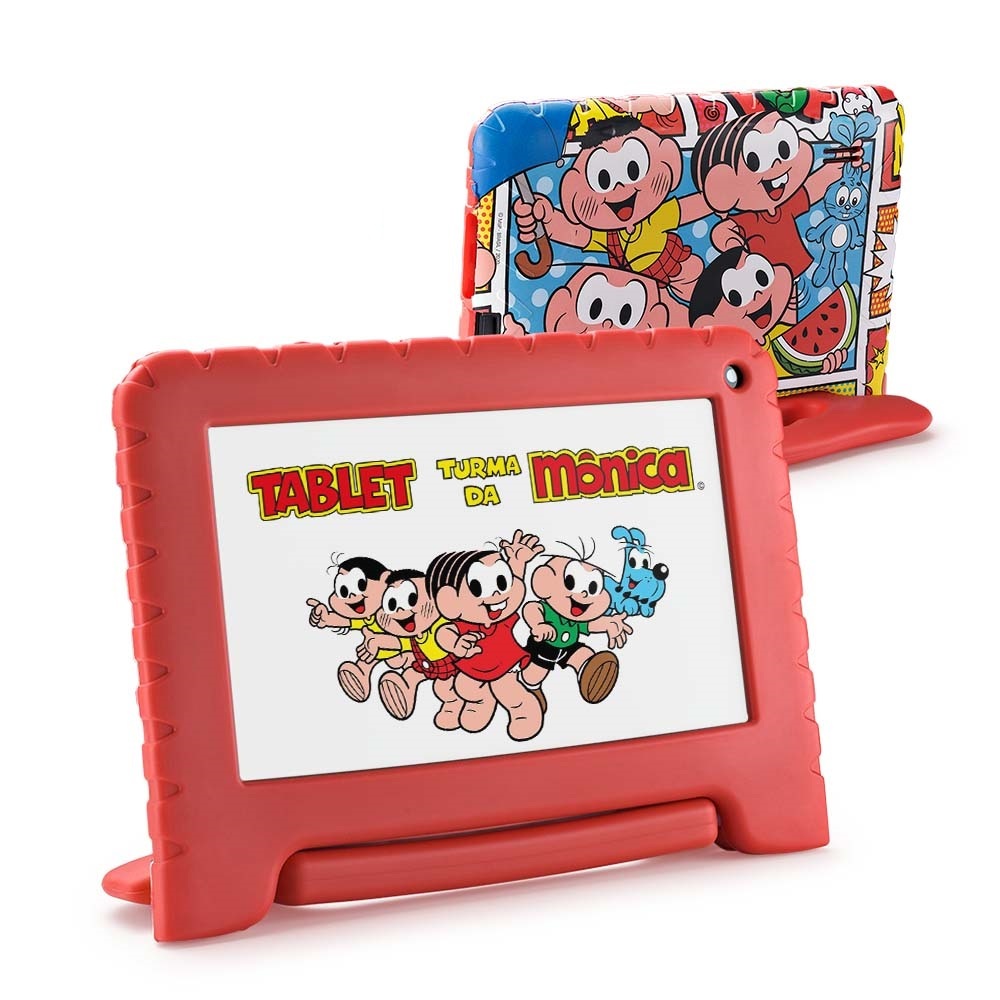Tablet Multi Turma da Monica com Controle Parental 7 pol 4GB RAM 64GB Android 13 Quad Core + Case + Wi-fi - NB415