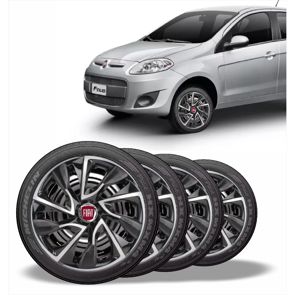 Kit 4 Calota Ds4 Aro 13/14/15 Fiat Palio Uno Strada Mobi